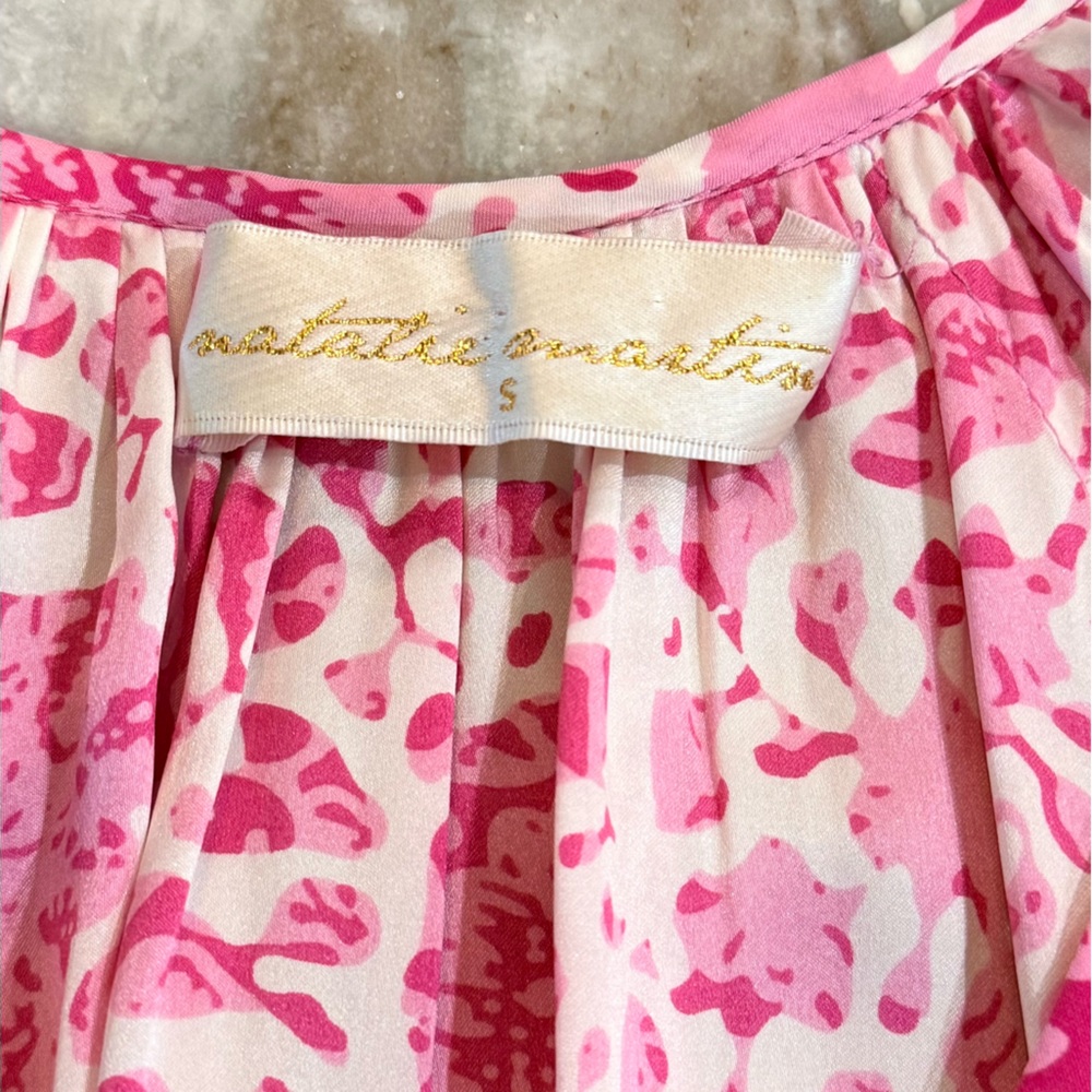 Women’s NATALIE MARTIN Briana dress- pink/white 100% silk. Size small - Picture 8 of 11